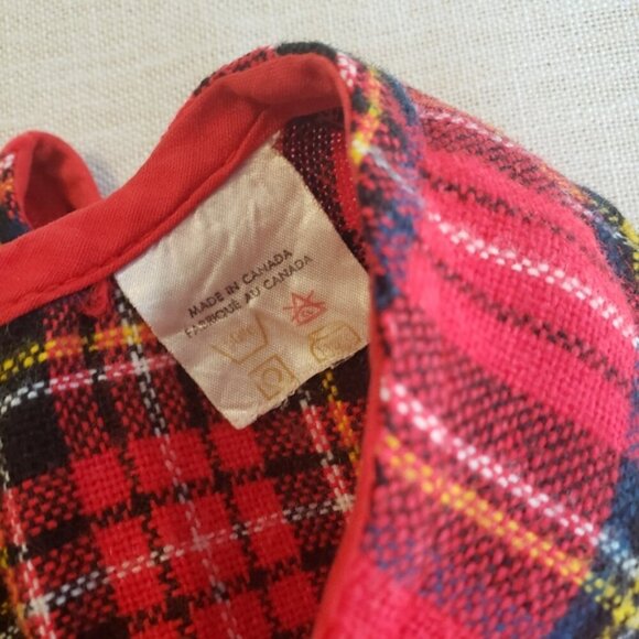 Baby Girl Vintage Red Plaid Dress Holiday 80s 70s Cottagecore Boho Christmas - Picture 4 of 9